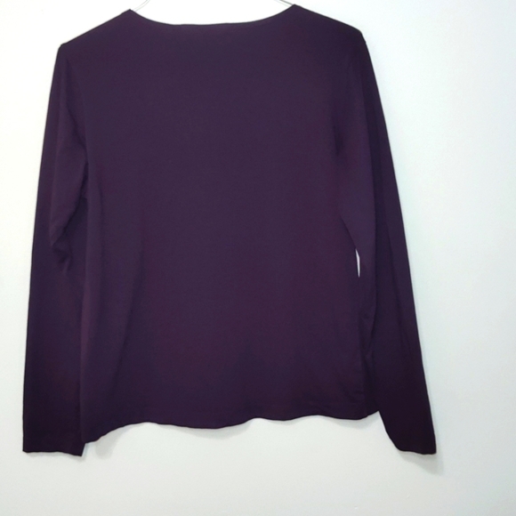 Chico's T Shirt Size 2 Purple Beaded Long Sleeve Scoop Neck Embellished Large - Picture 3 of 11